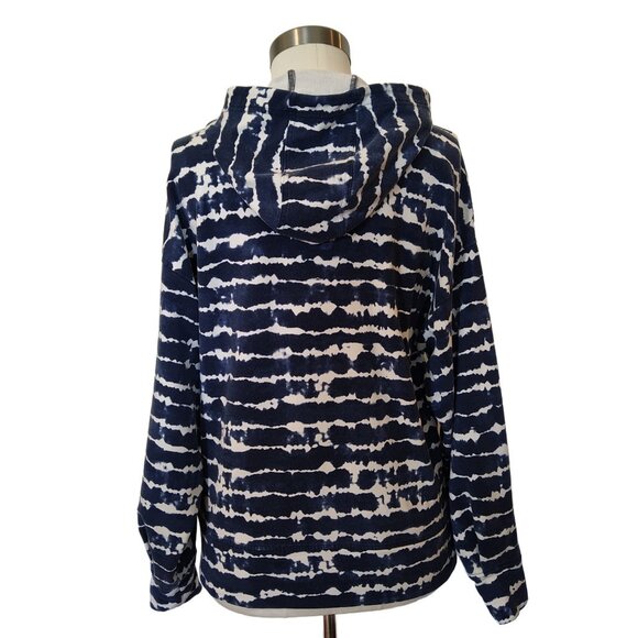 Athleta Shibori Dyed Blue & White Hoodie Sweatshirt w' Pouch Pocket Medium Tall - Picture 8 of 8
